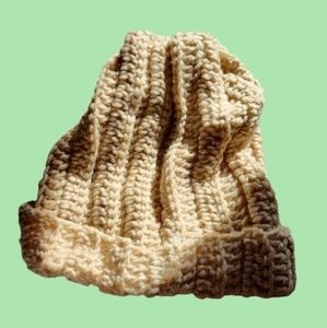 TAN beanie cap hat OOAK handmade new
